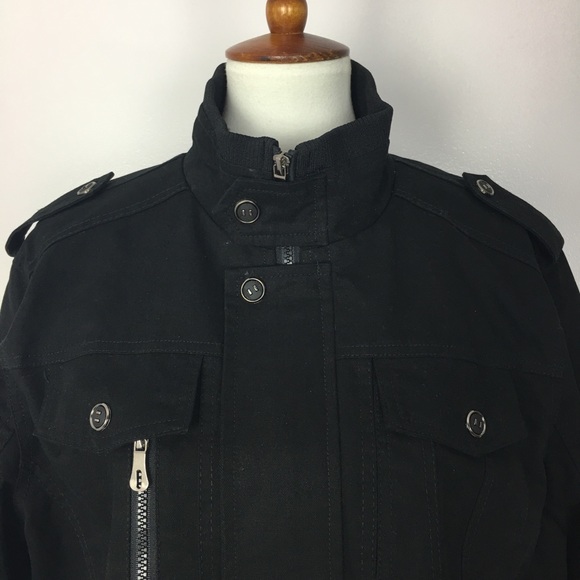 Moogen Men’s Black Mock Neck Bomber Jacket - Picture 2 of 8